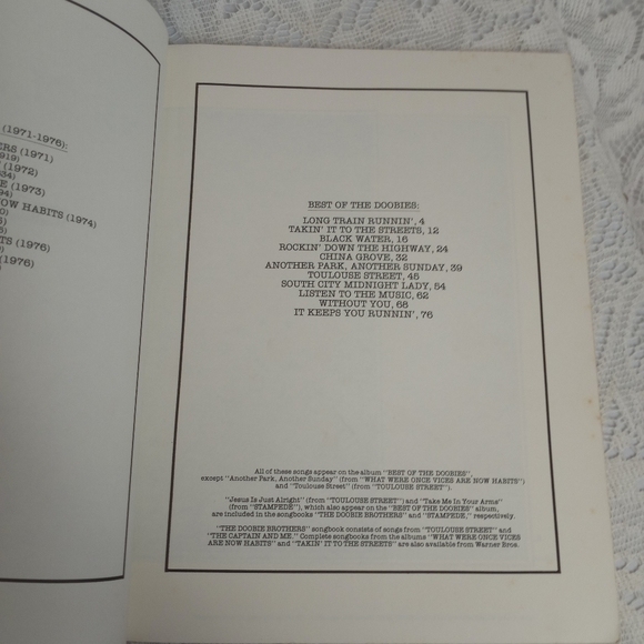 1977 The Best Doobies Doobie Brothers Sheet Music Black Water Book Vintage - Picture 4 of 8